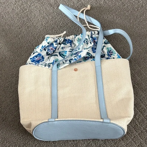 LC Lauren Conrad Floral Satchel with Blue Trim - Picture 1 of 1